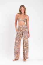Load image into Gallery viewer, Model Front: Rio De Sol Beach Trousers Leopard Wide Pants