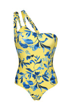 Load image into Gallery viewer, Product Front: Rio De Sol One-Piece Lemon Flower One Shoulder