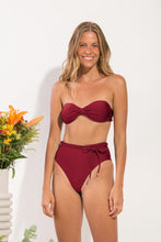 Load image into Gallery viewer, Model Front: Rio De Sol Bottom Bottom Shimmer-Divino Belted-High-Waist