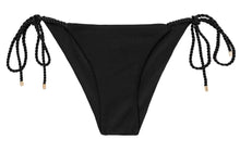 Load image into Gallery viewer, Product Front: Rio De Sol Bottom Bottom Shimmer-Black Cheeky-Rope
